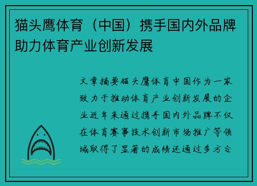 猫头鹰体育（中国）携手国内外品牌助力体育产业创新发展